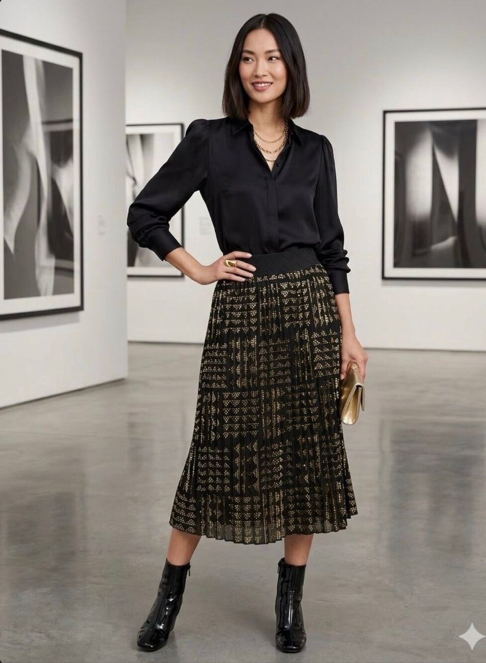 Good and Black A-Line Pleated Skirt